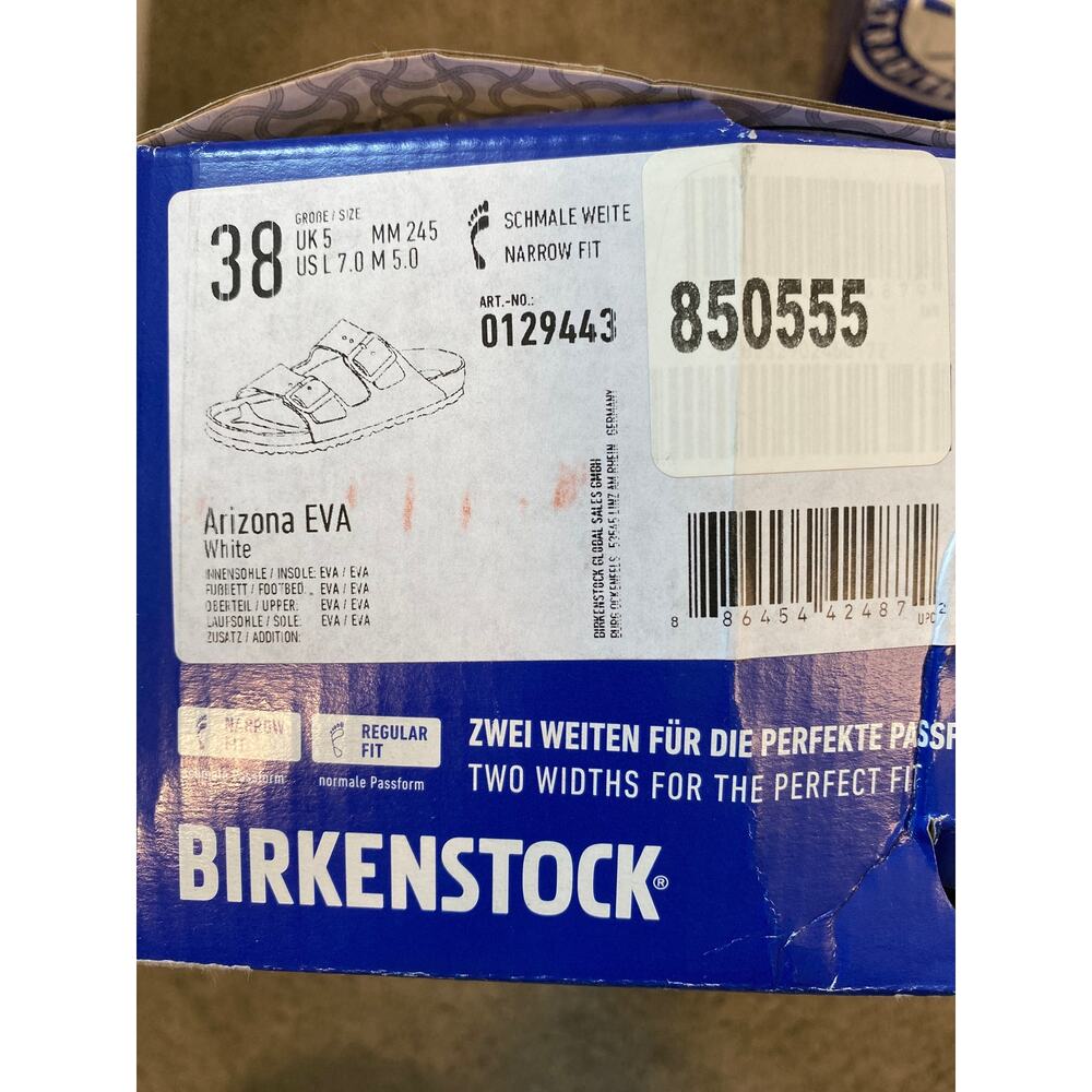 New Birkenstock Arizona Essentials EVA Sandals White Size 38 Waterproof - Picture 3 of 4